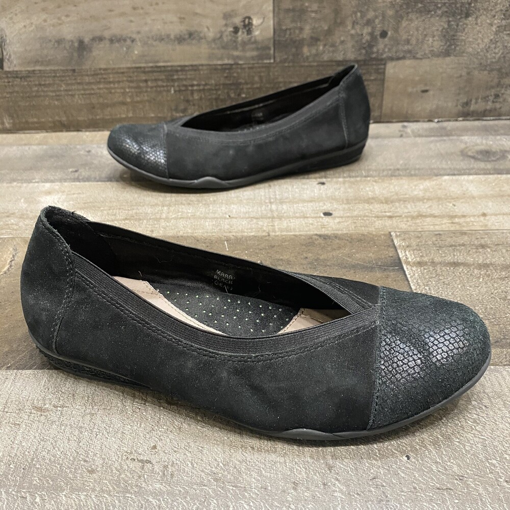 Earth Womens Black Suede Comfort Flats Size 7 B